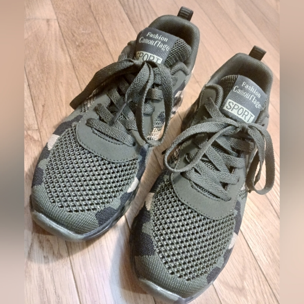 Army green camo sneakers